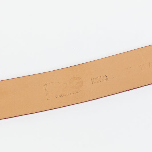 Red Shiny Belt with Silver Buckle