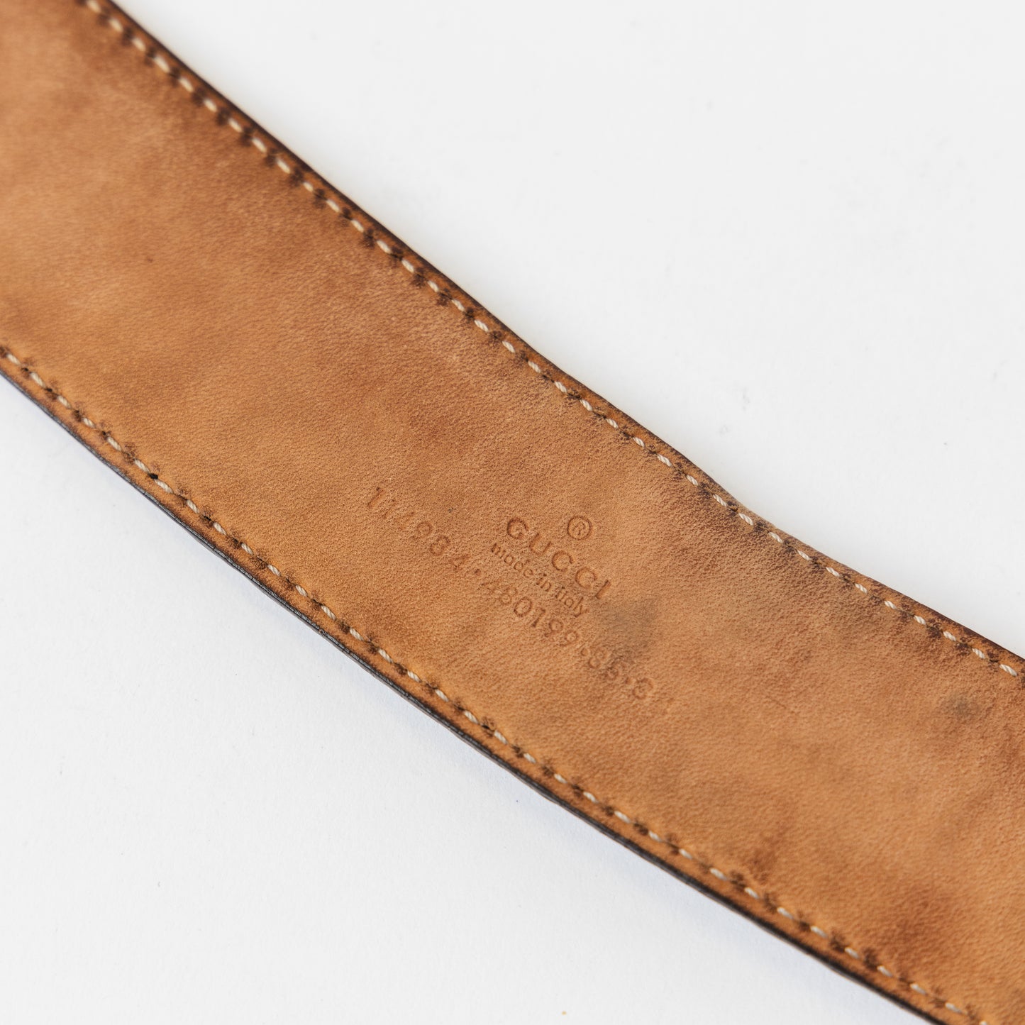 Brown Unisex Silver GG Buckle Belt