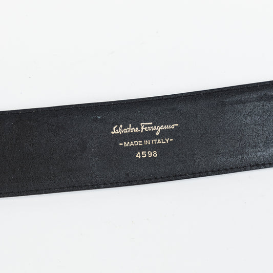 Black Leather Belt with Bow Detail