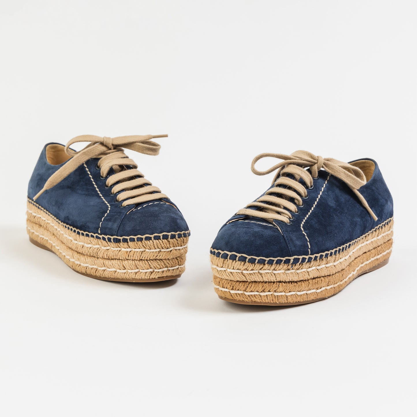 Lace-Up Suede Platform Espadrilles