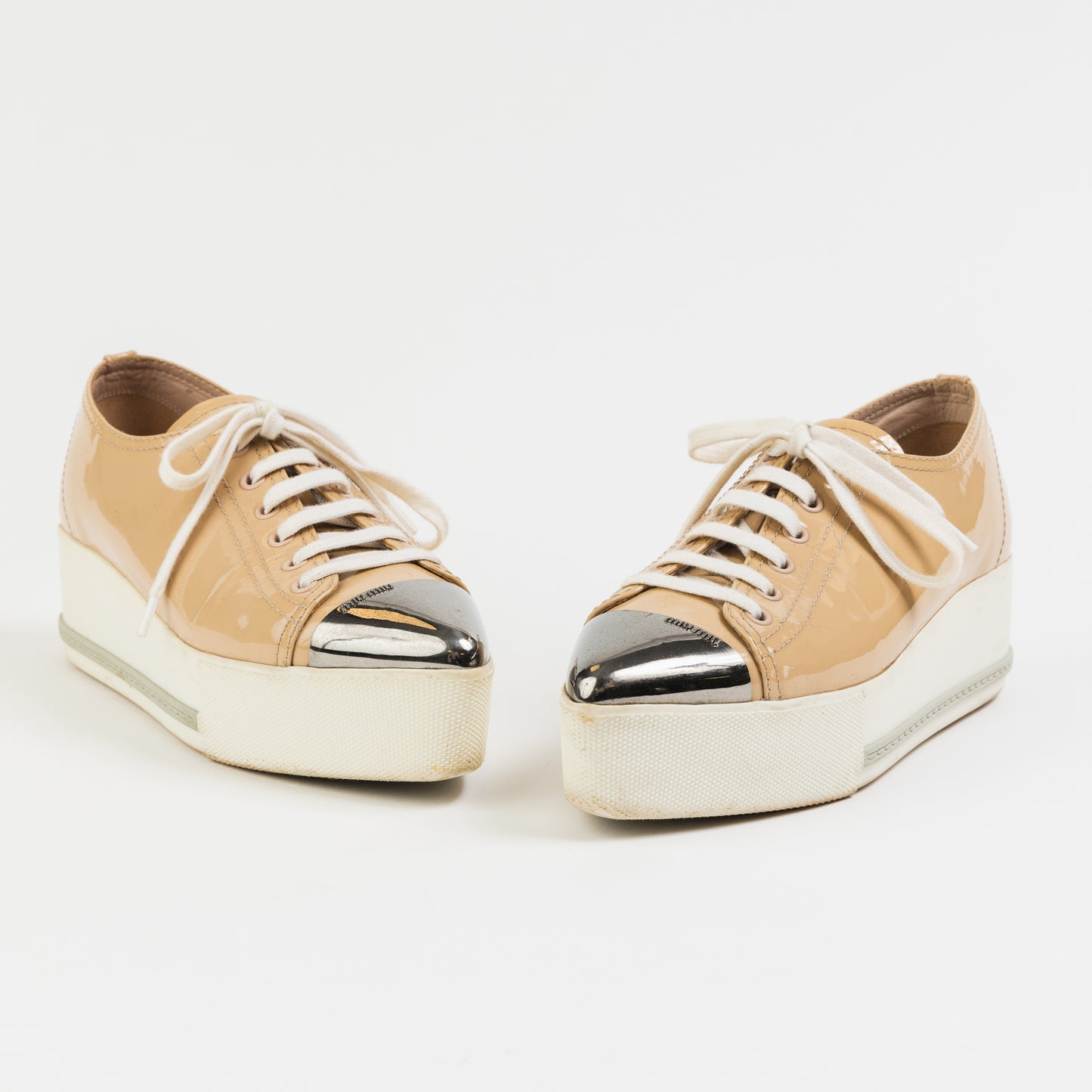 Patent Leather Cap-Toe Platform Sneakers