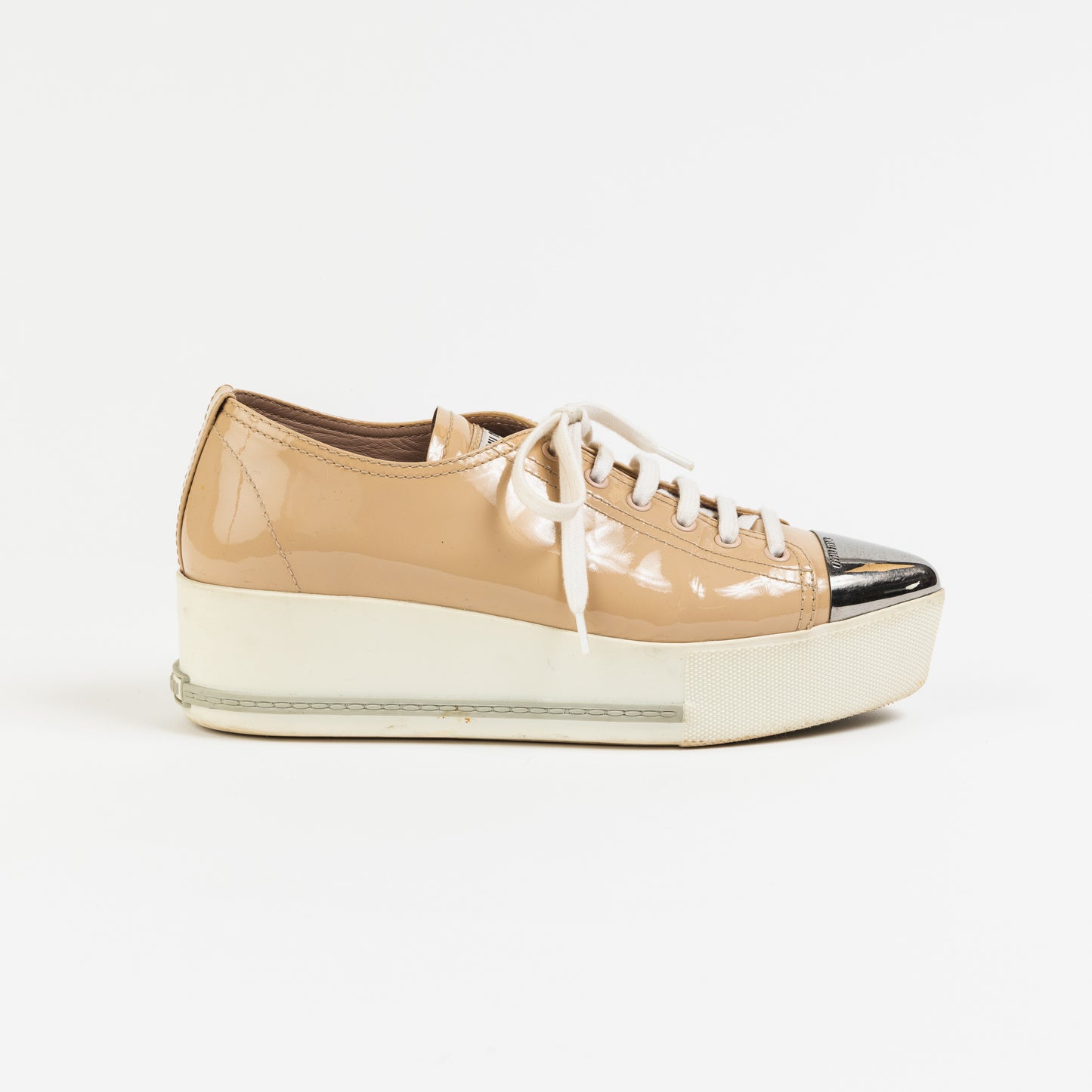 Patent Leather Cap-Toe Platform Sneakers