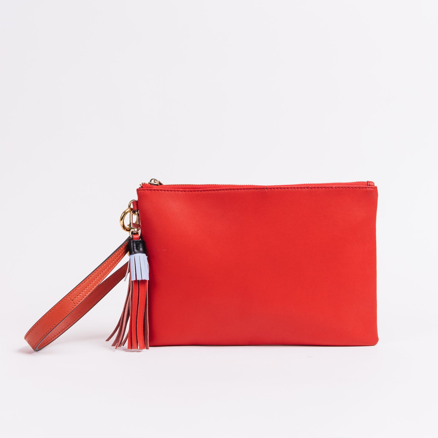 Red Smooth Leather Wristlet Pouch