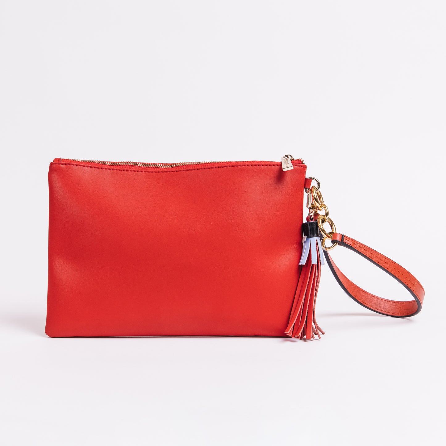 Red Smooth Leather Wristlet Pouch