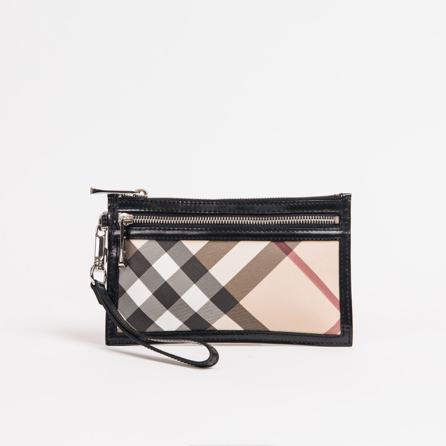 Nova Check Canvas and Patent Leather Wristlet