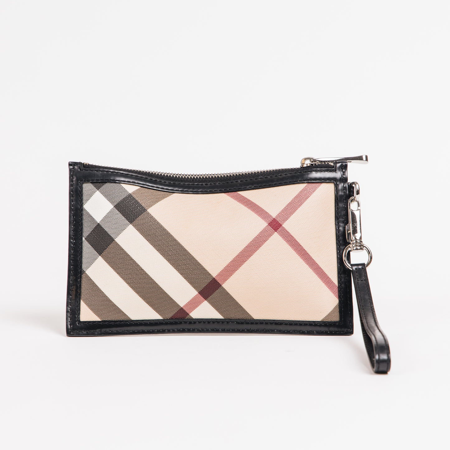 Nova Check Canvas and Patent Leather Wristlet