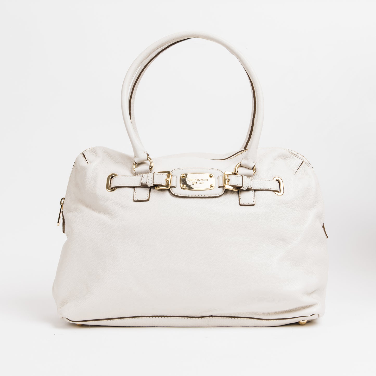 White Leather Top Handle Bag