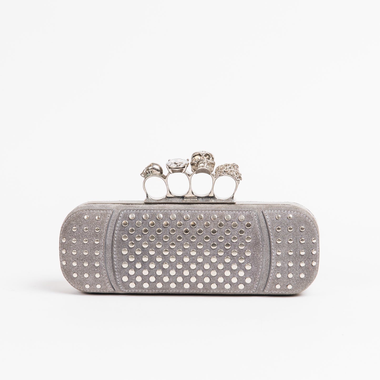 Studded Knuckle Clutch - Suede