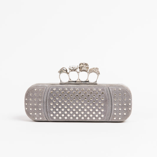 Studded Knuckle Clutch - Suede