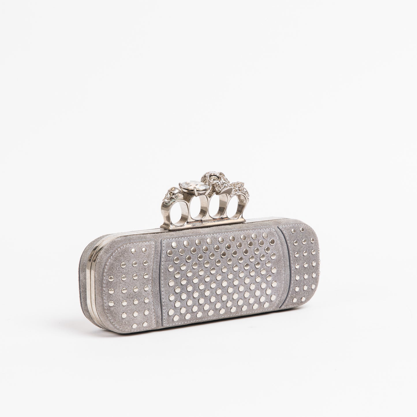 Studded Knuckle Clutch - Suede