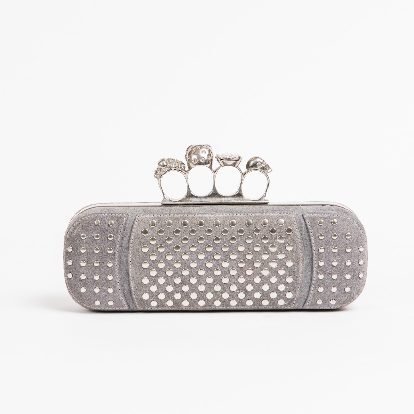 Studded Knuckle Clutch - Suede