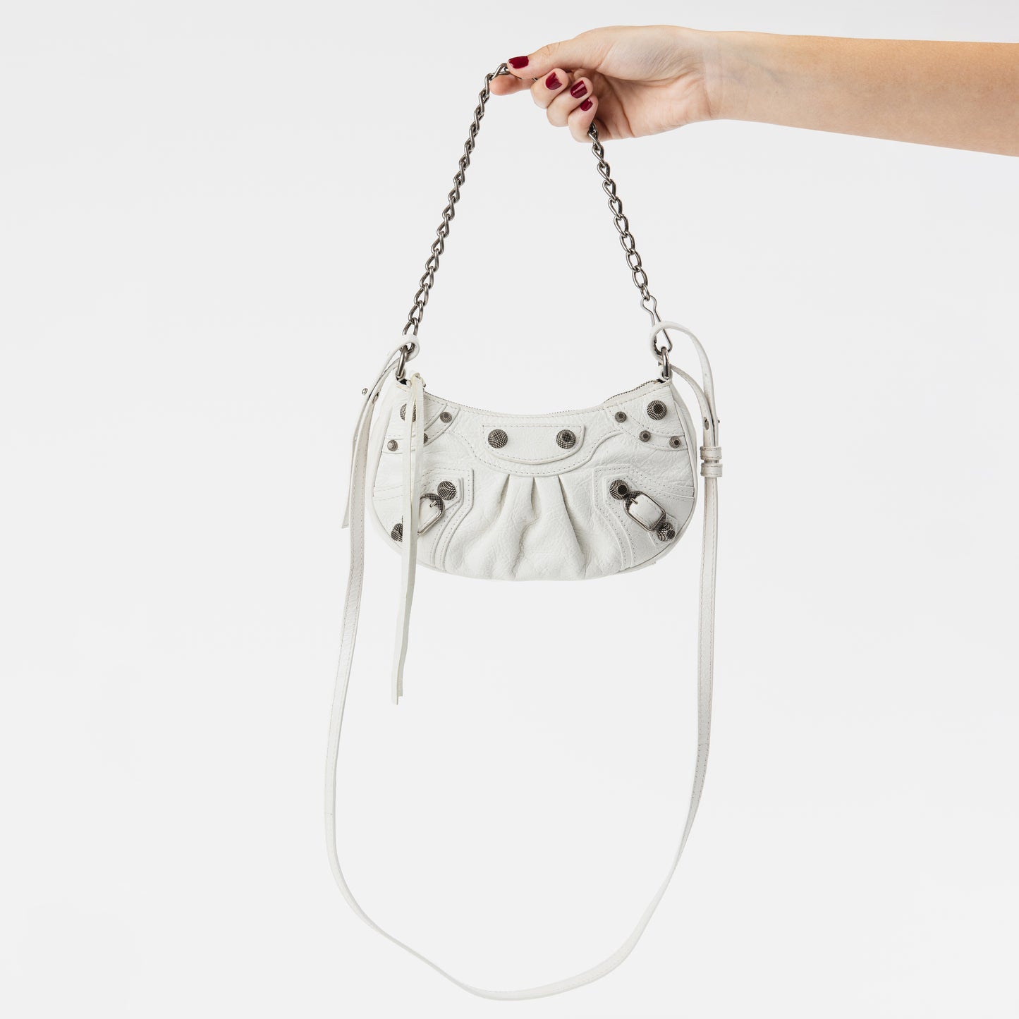 NEW! White Le Cagole Chain/Leather Bag