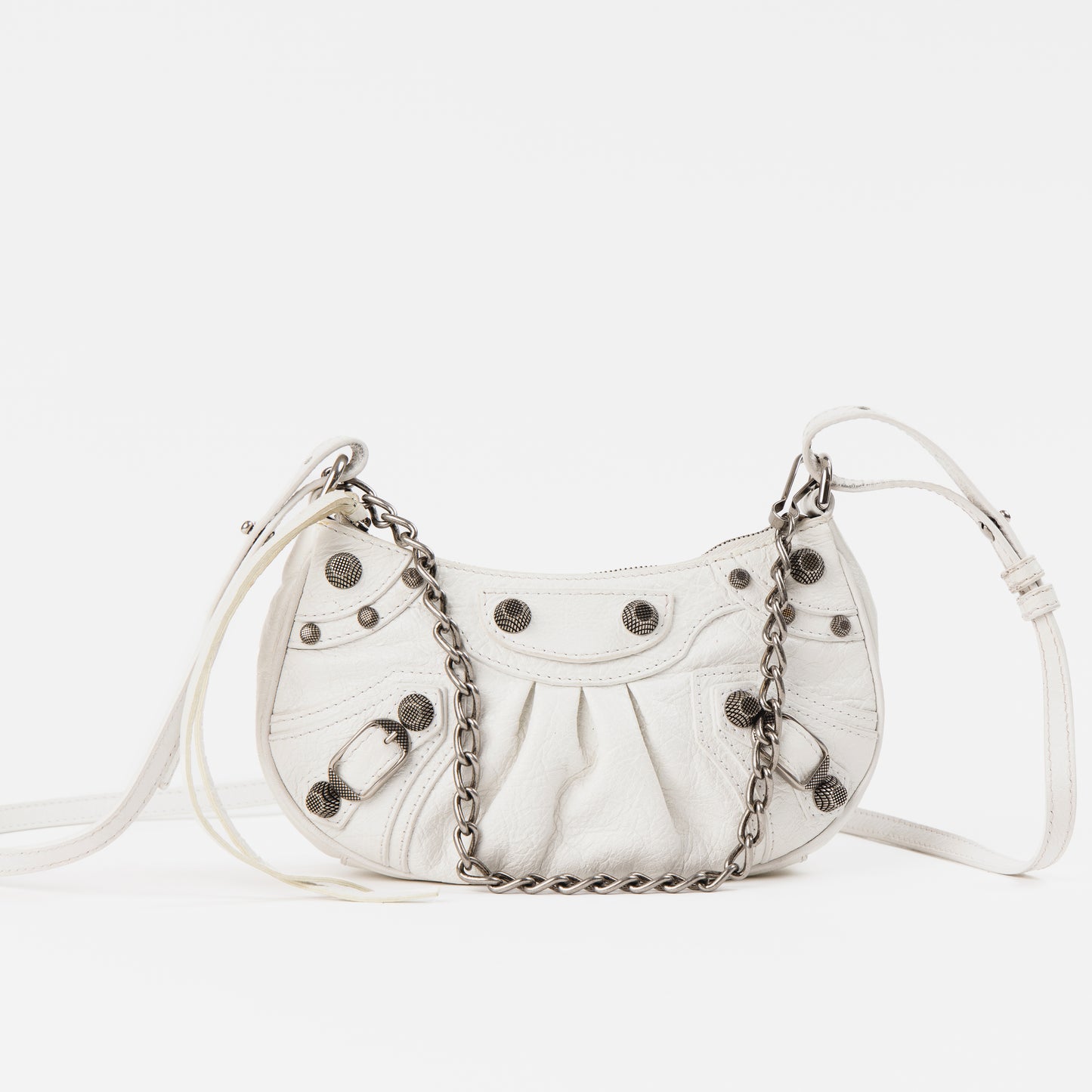 NEW! White Le Cagole Chain/Leather Bag