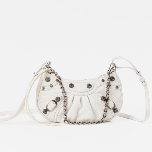 NEW! White Le Cagole Chain/Leather Bag