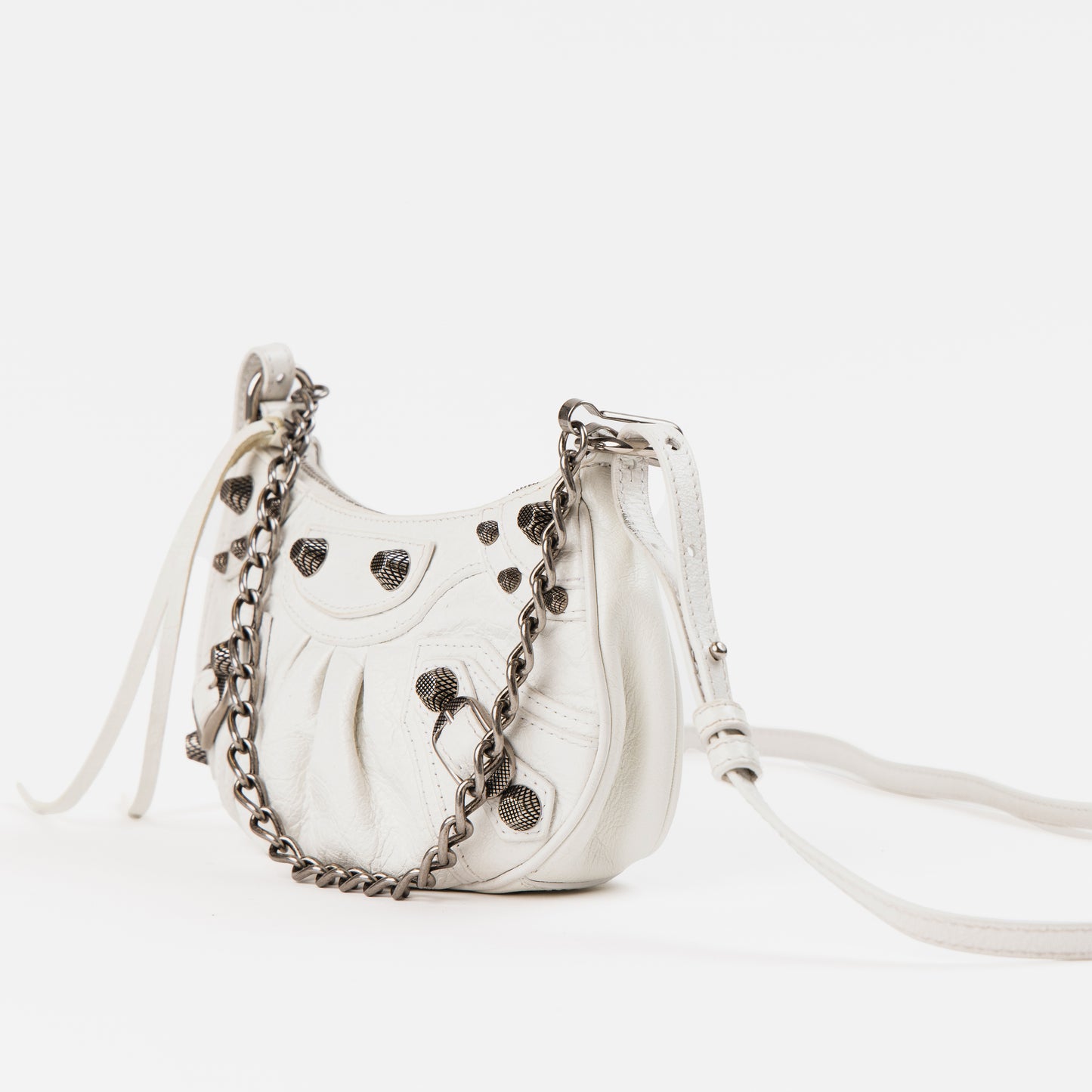 NEW! White Le Cagole Chain/Leather Bag