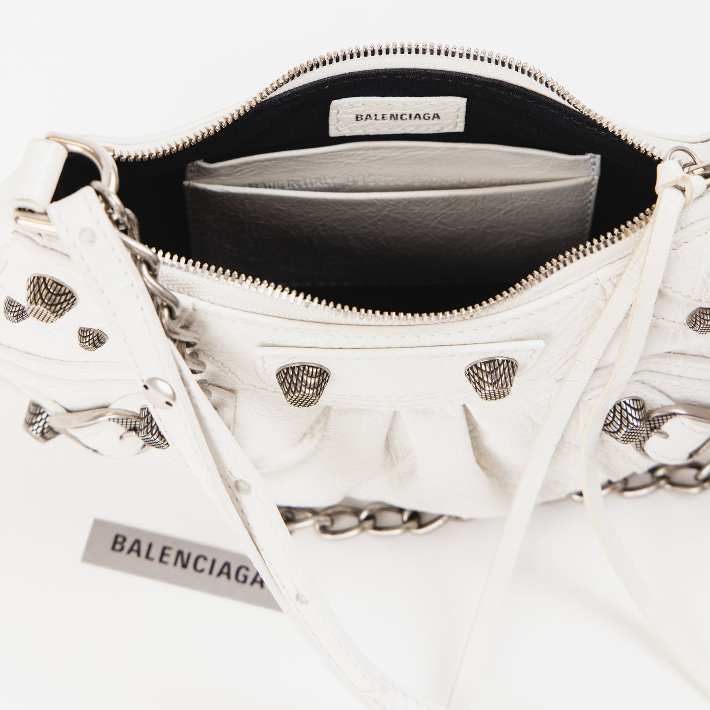 NEW! White Le Cagole Chain/Leather Bag