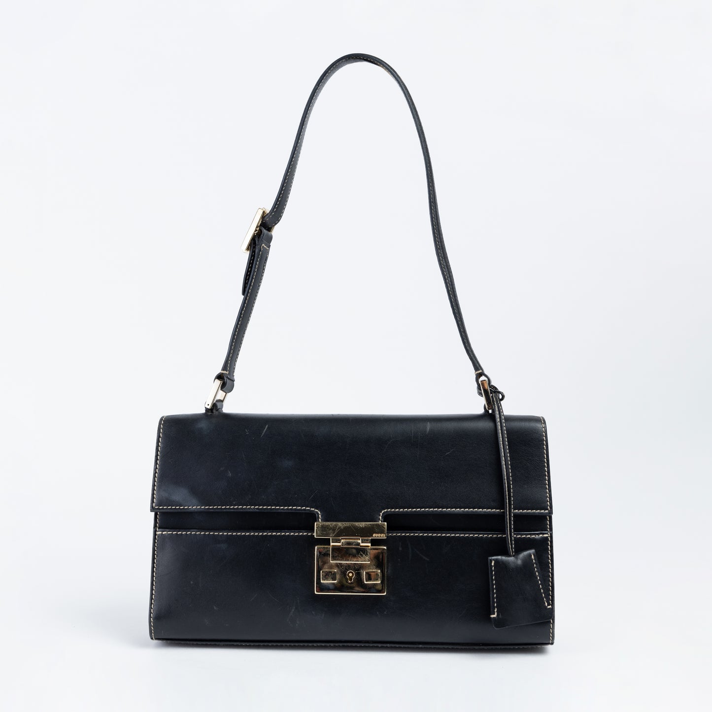 Vintage Black Leather Shoulder Bag