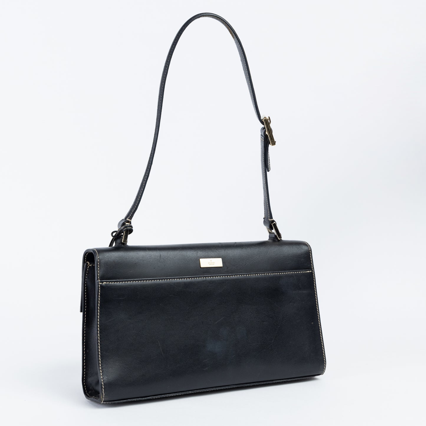 Vintage Black Leather Shoulder Bag