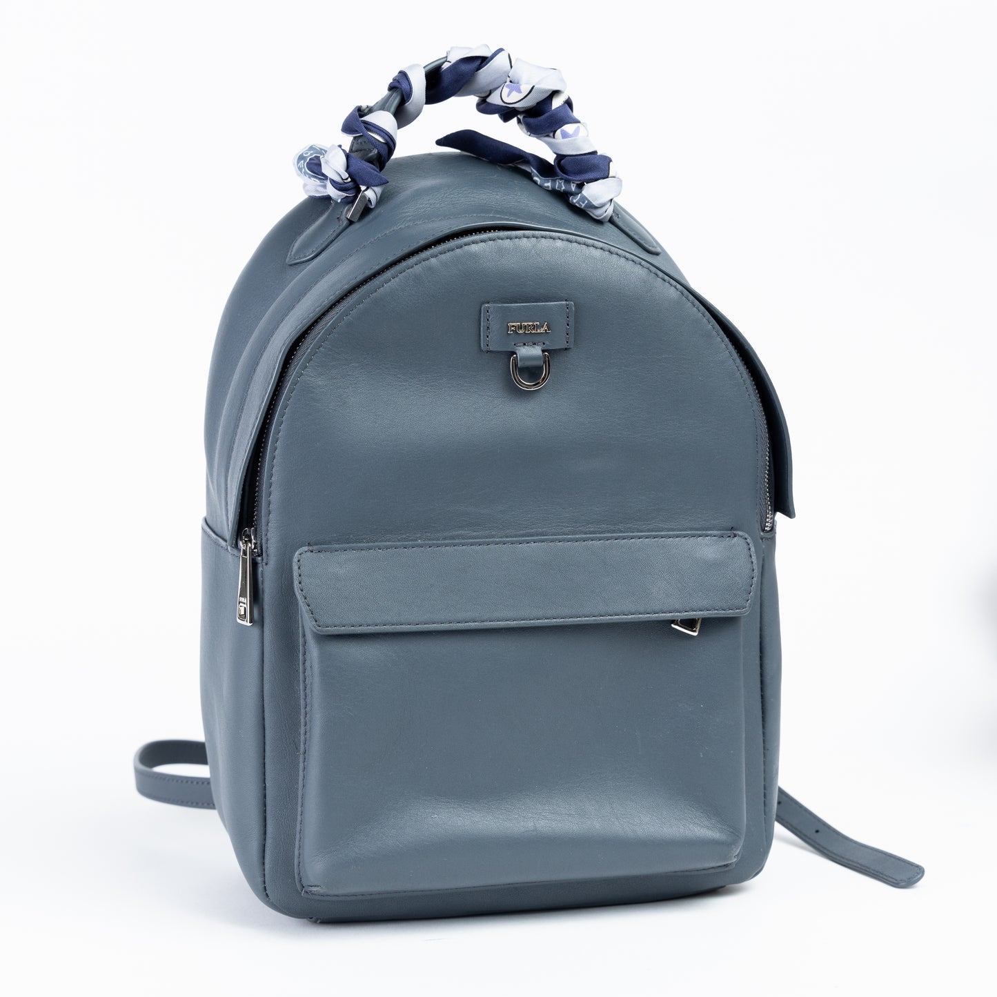 Gray Leather Backpack