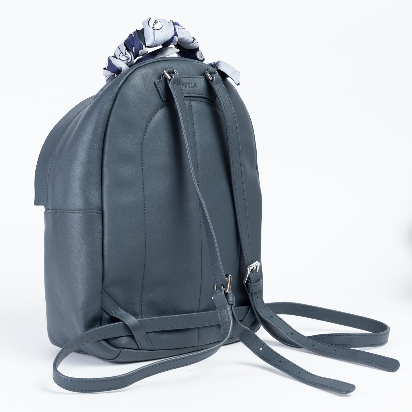 Gray Leather Backpack