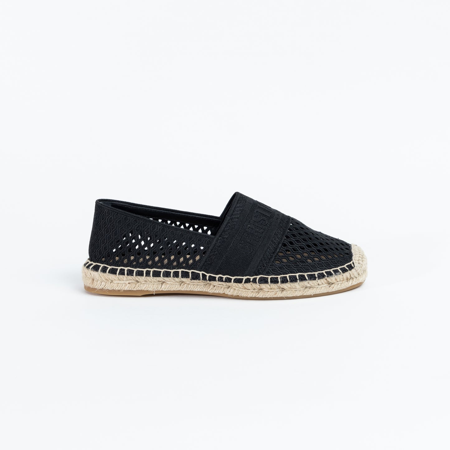 Black Fabric Granville Embroidery Espadrille Flats