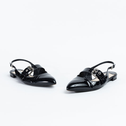 Black Patent Leather Slingback Flats