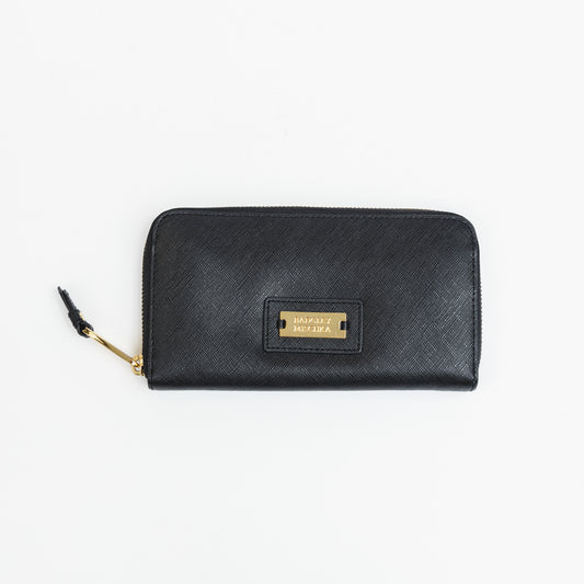 Black Leather Zip Wallet