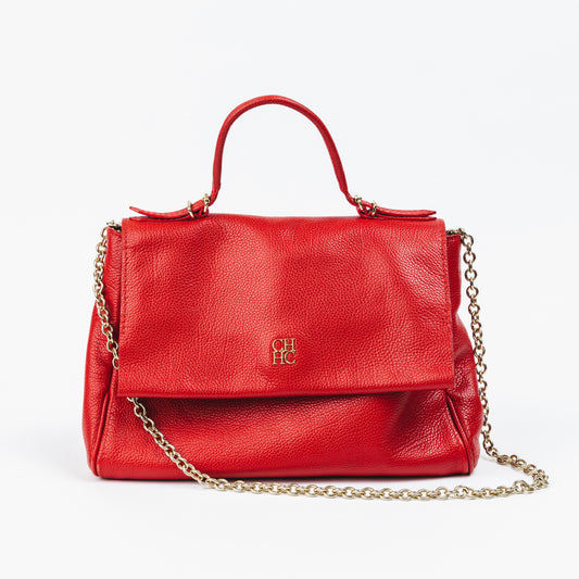 Red Leather Chain Bag