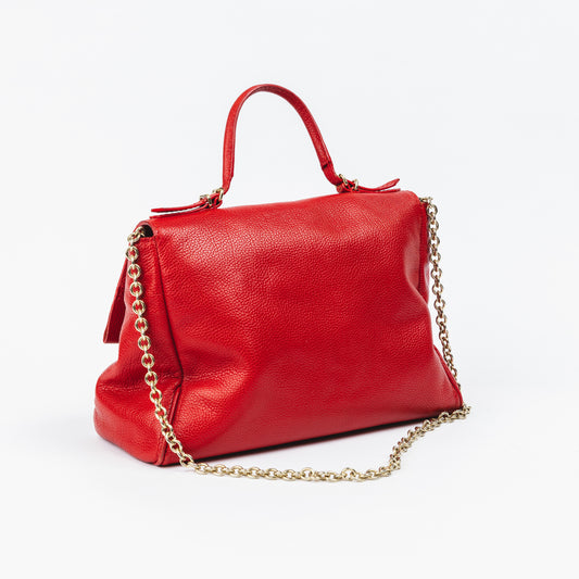 Red Leather Chain Bag