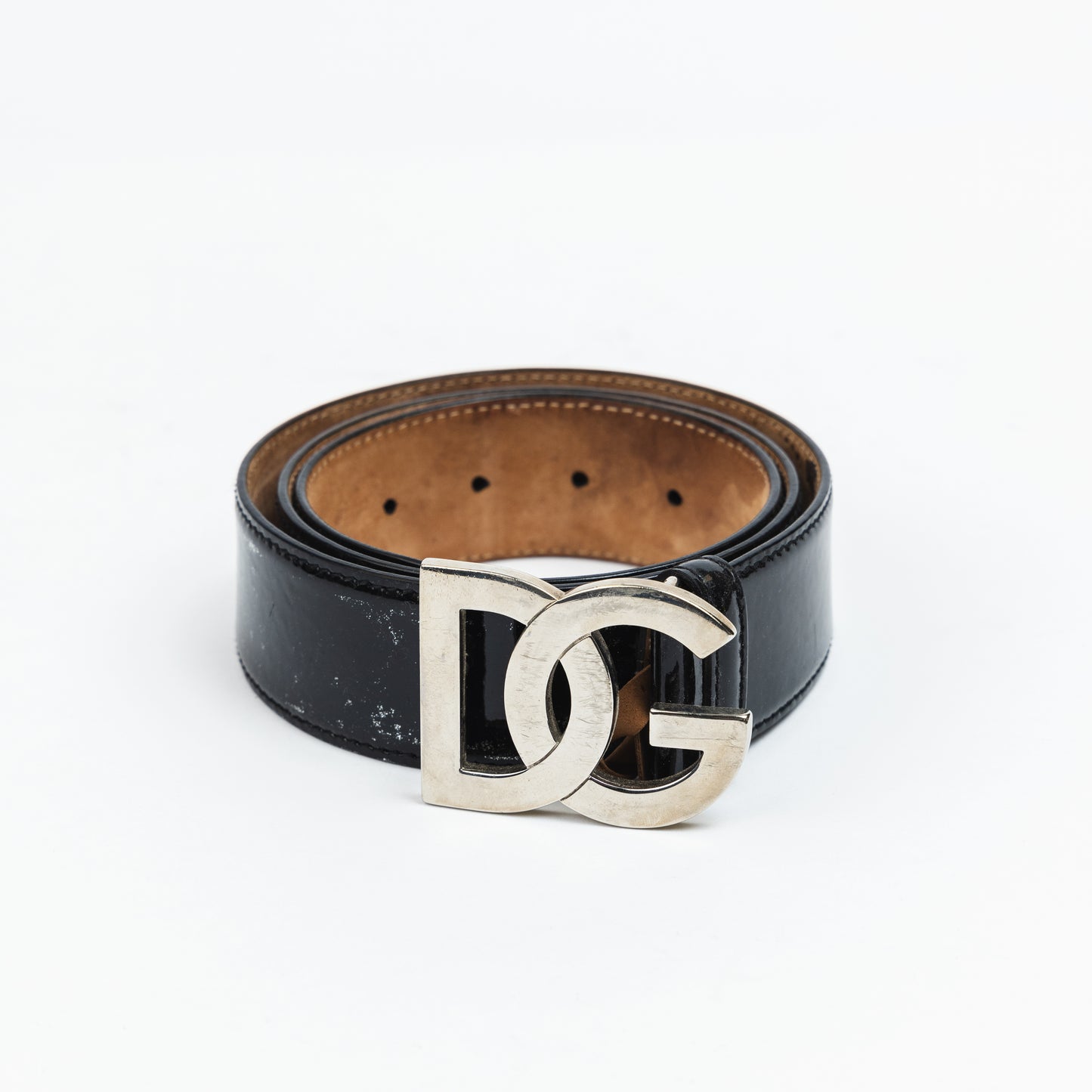 Black Shiny Belt with Silver DG Buckle