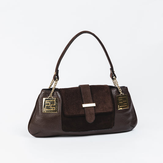 Brown Suede and Leather Bag