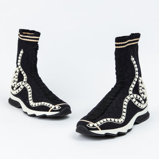 Pearl Embellished Sock Booties