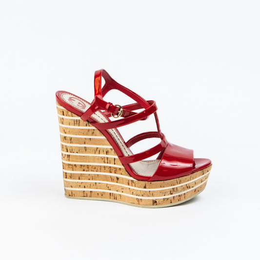 Red Patent Leather Wedges