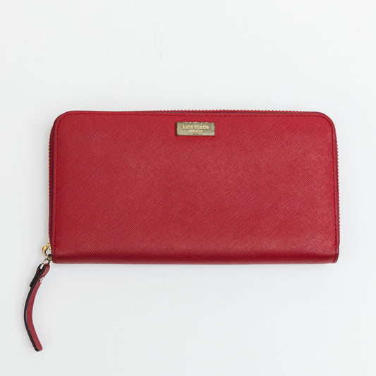 Red Leather Zip Wallet