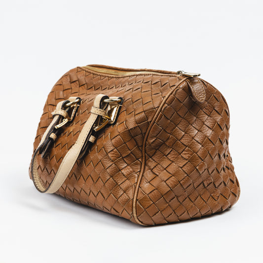 Brown Interlaced Leather Bag