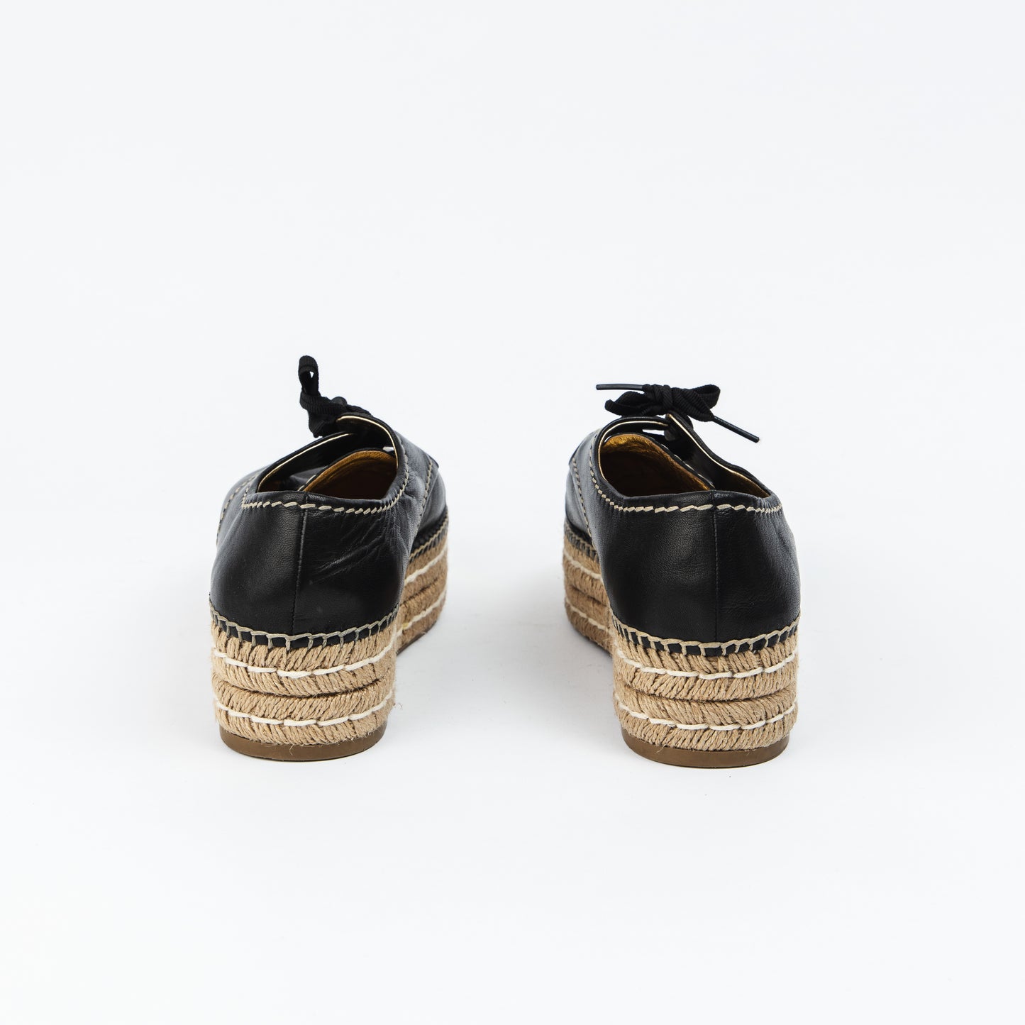 Black Leather Espadrille Sneakers